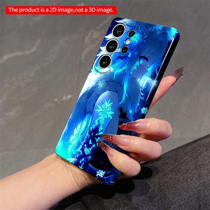 2DFlat Samsung Phone Case Blue Fox Winter Snowflake Art Phone Case Applicable To Galaxy S22 S23 S24 S25ULTRA S26 A12 A13 A14 A15 A16