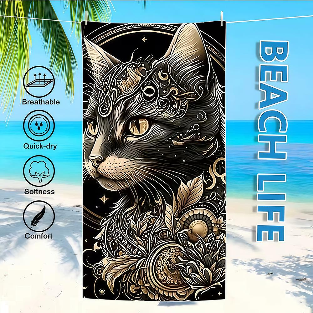 Towel Textile Bathrobe Black Beach Quick-Drying And Lightweight Tiger Portable White Camping Lion Swim Pool Travel