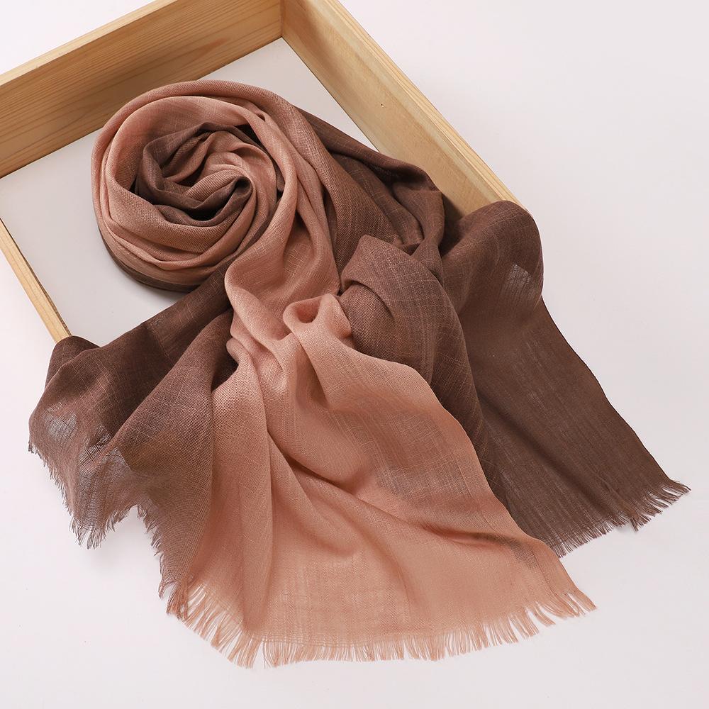 New two-color spliced bamboo cotton scarf, women's bag head color yarn scarf