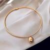 Neuer runder Kugelpendant Edelstahl Choker Torques Sexy übertriebene Halskette Koreanische Frauen Mode Schmuck Für Mädchen