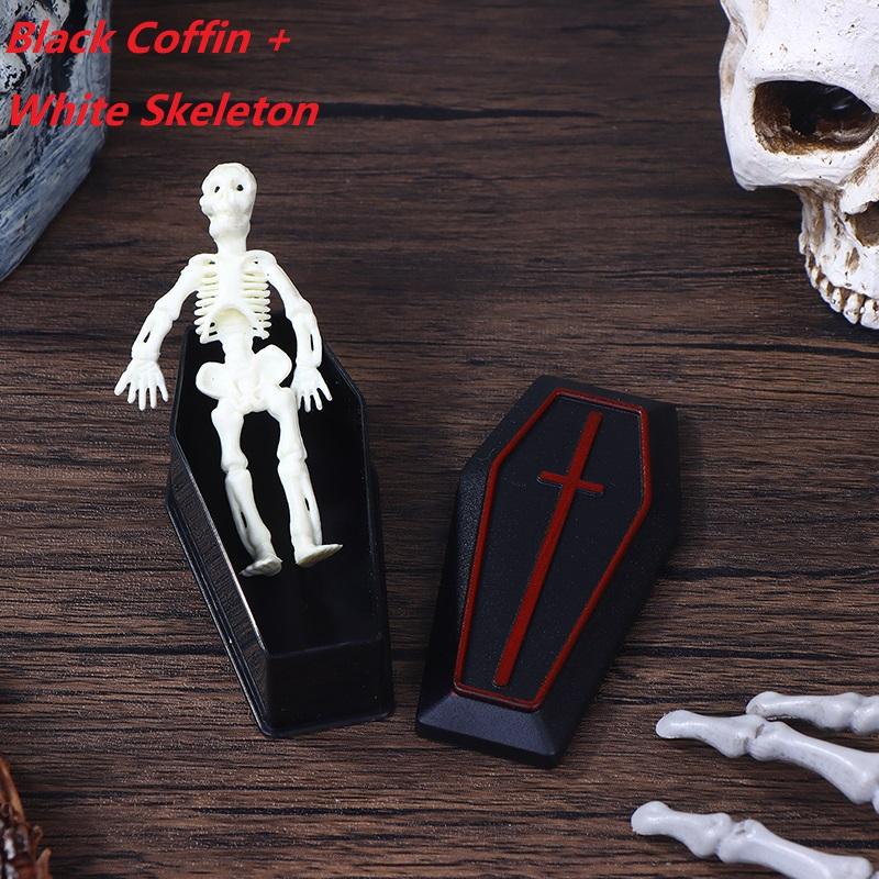

2/4Pcs Dollhouse Halloween Coffin Box Skeleton Man Decorative Ornament Model Toy Miniature Prank Props Box Model Trickery Props