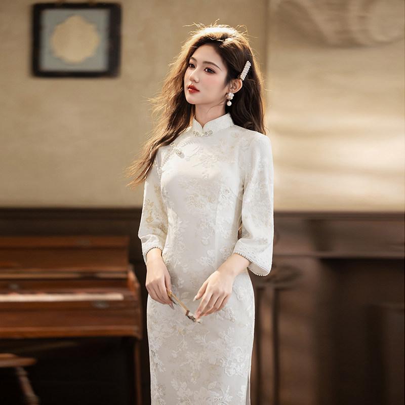 White national style new Chinese style Suzhou long-sleeve autumn qipao, improved youth style 1011 new women's sophisticated spring and autumn style