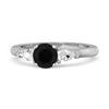 Black Spinel Three Stone Pear Accent Ring - 925 Sterling Silver