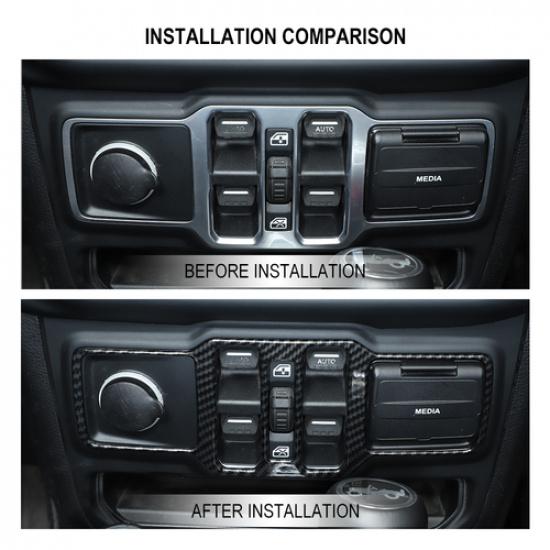 Center Console Window Switch Button Frame Trim Cover For Jeep Wrangler JL 2018+