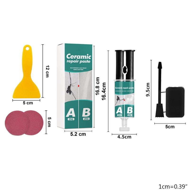 Kit Pasta per Riparazione Piastrelle Colla Ceramica Adesivo Rapido per Riparare Crepe Buchi con Raschietto e Bastoncino Mescolatore Gratuiti Copertura