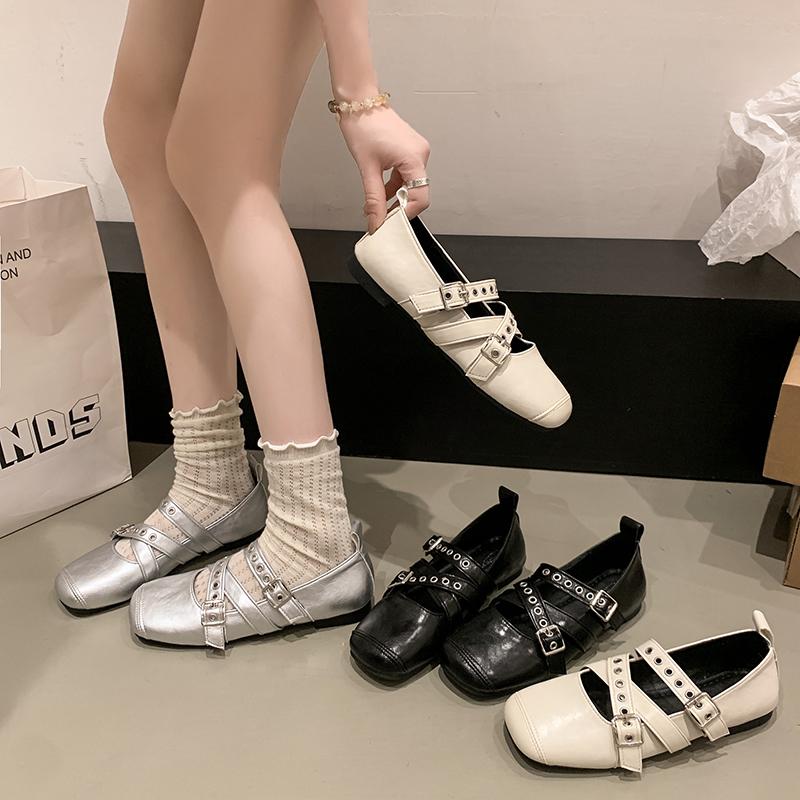 New Popular Female Footwear Round Toe Luxury Women Flats Mary Janes Shoes Shallow Buckle Strap Ladies Ballet Flats Shoes