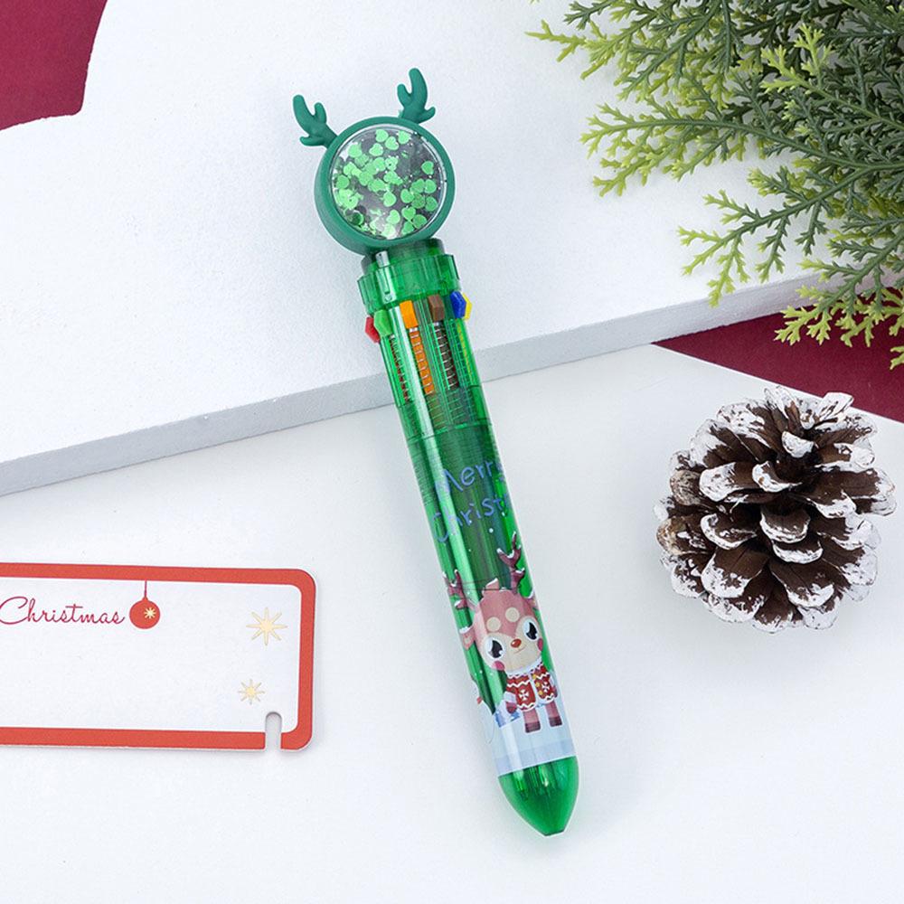 

1 шт. Симпатичная шариковая ручка-пресс с рождественским рисунком оленя с блестками, прозрачная многоцветная канцелярия для школы и офиса Ink Color：Black