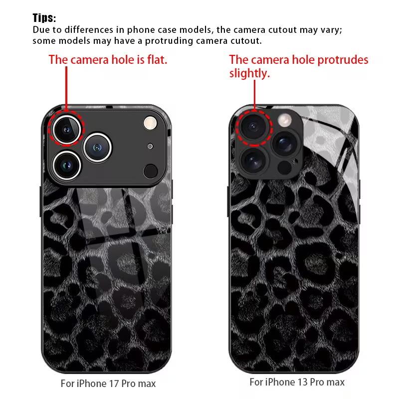 Japanese and Korean style light luxury classic leopard print iPhone16/17promax mobile phone case tempered glass protective case