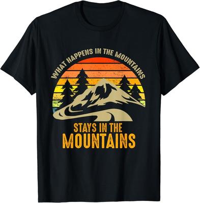 Vintage Mountain Outdoor What Happens In The Mountains Retro Gift Unisex T-Shirt