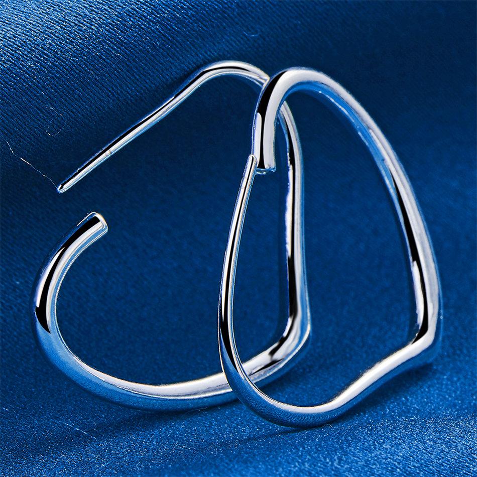 Elegant 925 Sterling Silver 30mm Exquisite Heart-Shaped Earrings for Women, Fashionable Wedding Gift Jewelry