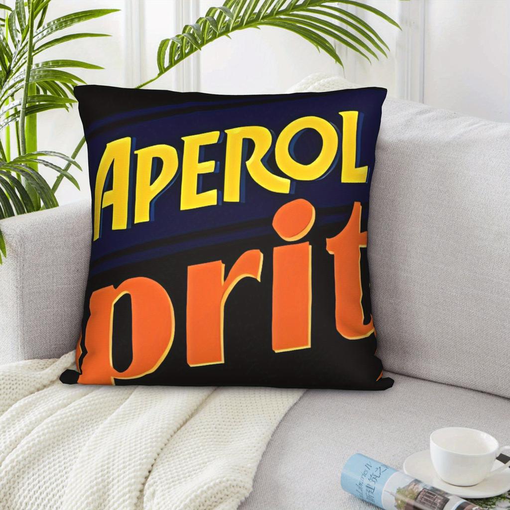 1Pc Aperol Spritz Themed Decorative Cushion Cover - Italian Aperitivo With Iconic, Zipper Closure, Machine & Hand Washable Sofa