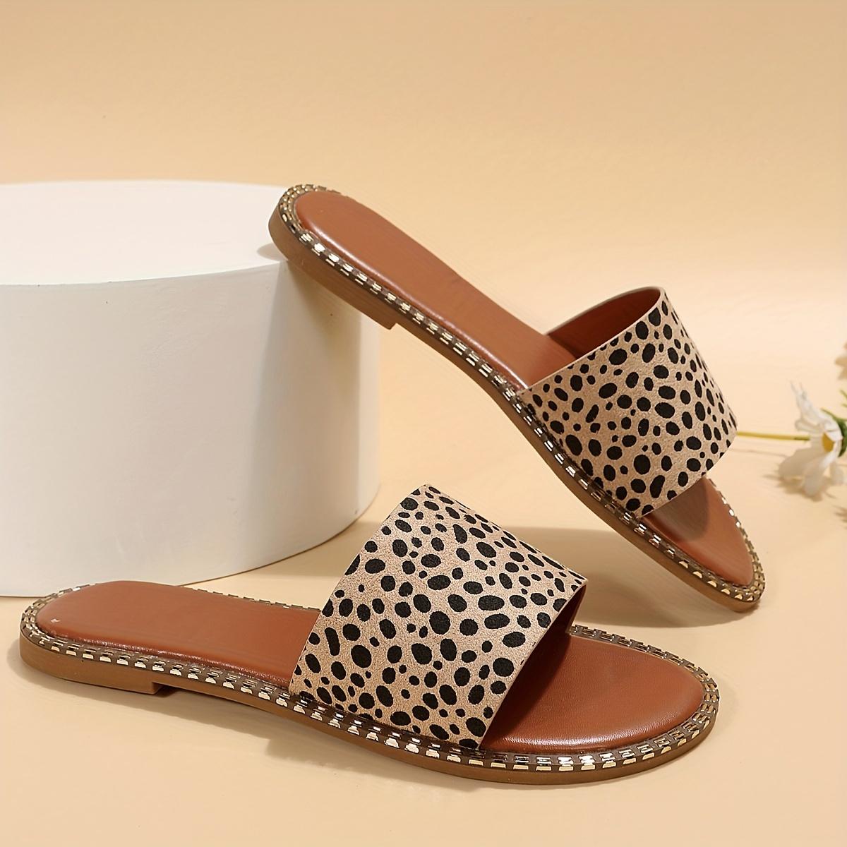 Женские тапочки на плоской подошве с леопардовым принтом — фото 5