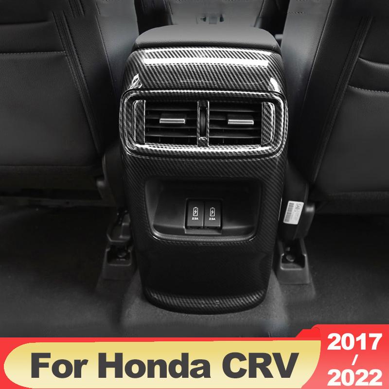 For Honda CRV 2017 2018    2022 ABS Carbon Car Interior Rear Armrest Air Outlet Trim Panel Cover Case Accessories