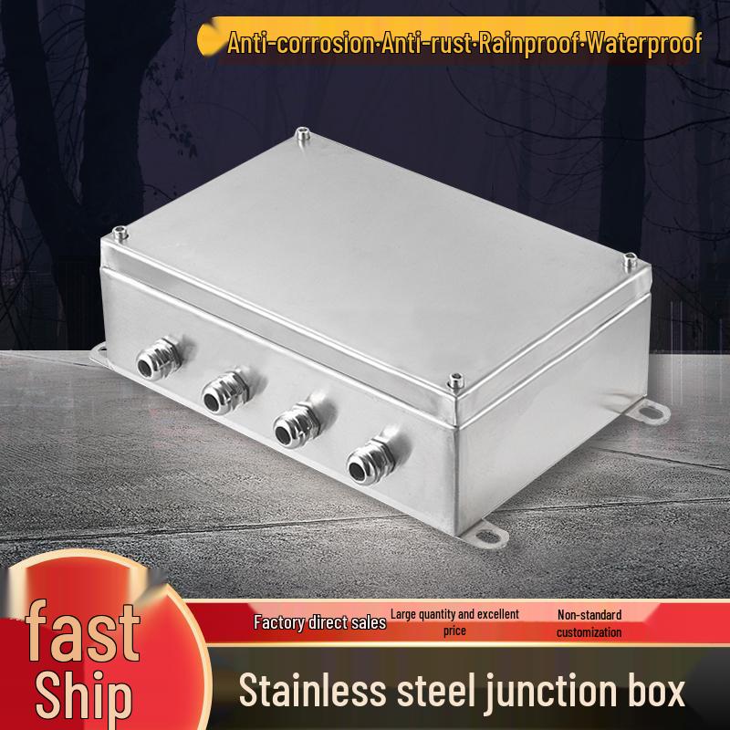 304 Stainless Steel Waterproof Junction Box, Dustproof & Corrosion-Resistant, Three-Proof UK Terminal Box for Outdoor Use.