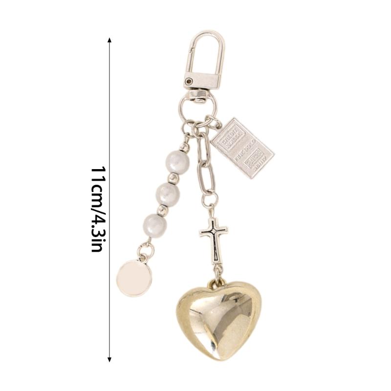 Fashion Heart Bowknot Keychain Pendant Sweet Cute Hanging Decorations Car Keyring Charm for Purse Bag Backpack Handbag