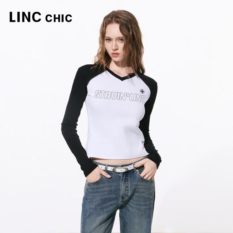

Jinyujie Women s Slim Fit Spliced V-Neck Long Sleeve Crop Top M (up to 110 lbs)
