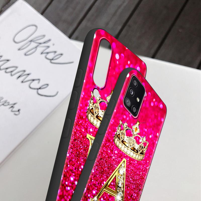 Pink Diamonds Letter Case For Samsung Galaxy A54 A52 A14 5G A53 A12 A13 A71 A23 A34 A33 A21s Phone Cover