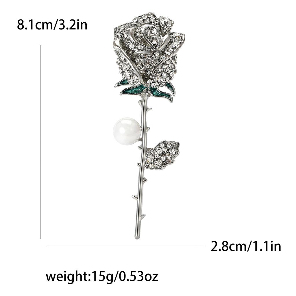 Retro Temperament Legierung Strass Rose Brosche Exquisite Und Vielseitig Damen Kleidung Corsage Schmuck Pin