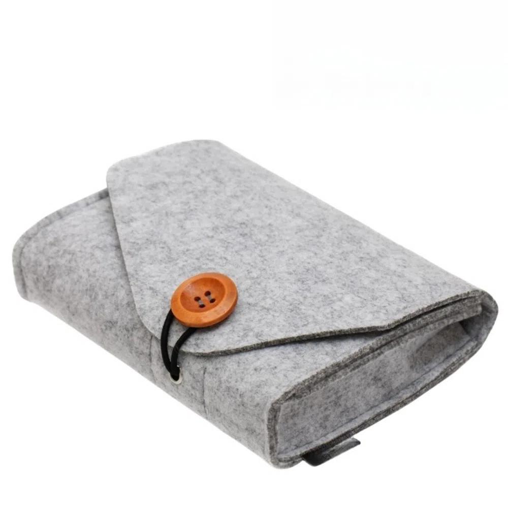 Durable Portable Data Cable Storage Box Felt Multifunctional Storage Bag Small Double Mezzanine Organizer Box Outdoor Travel