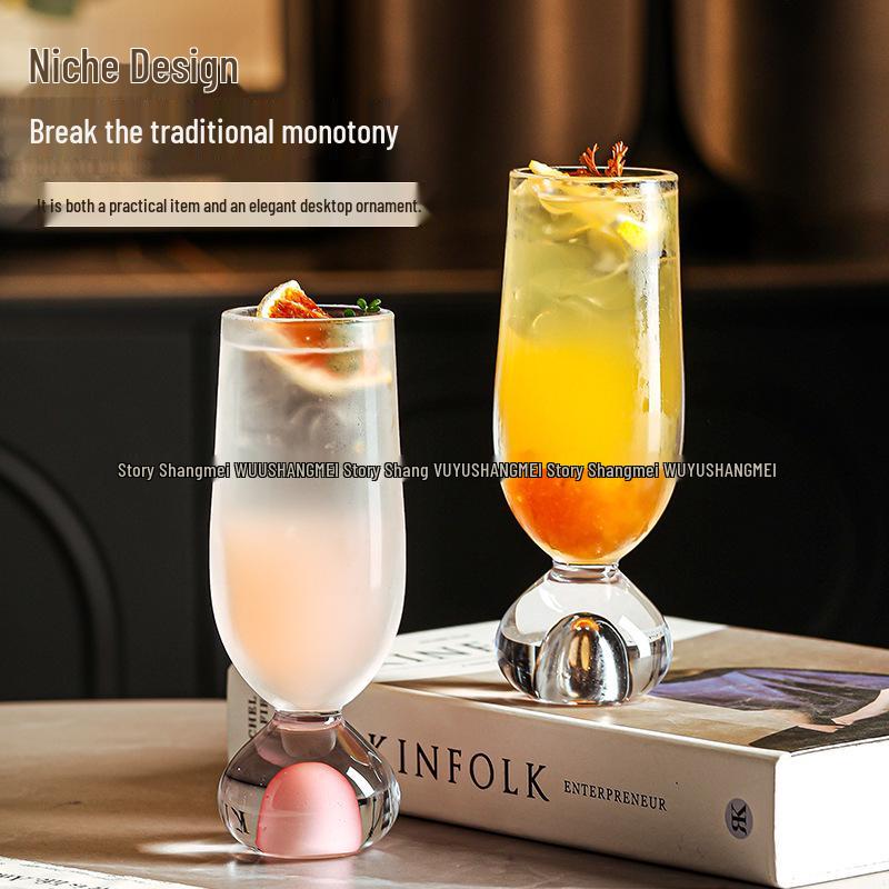 Creative Round Base Glass Cup for Juice, Beer, Cocktails, and Beverages