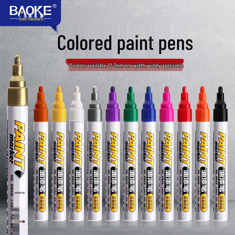 Bao Ke MP680 Waterproof Industrial Paint Marker - White & Gold Signature Pen