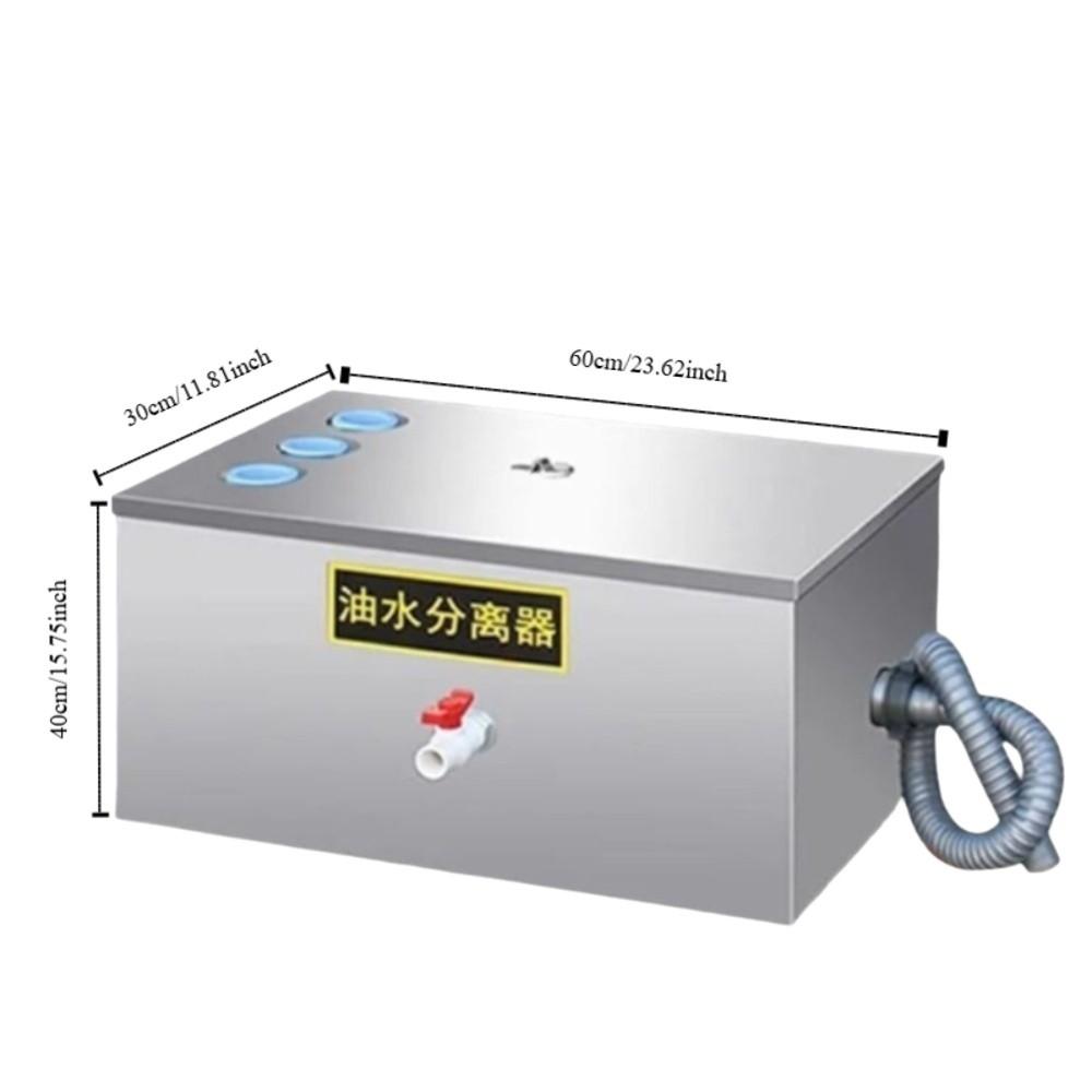Stainless Steel Grease Trap Widened Inlet Outlet with Handle Incrassation Interceptor Water Oil Filter Kit Kitchen Catering