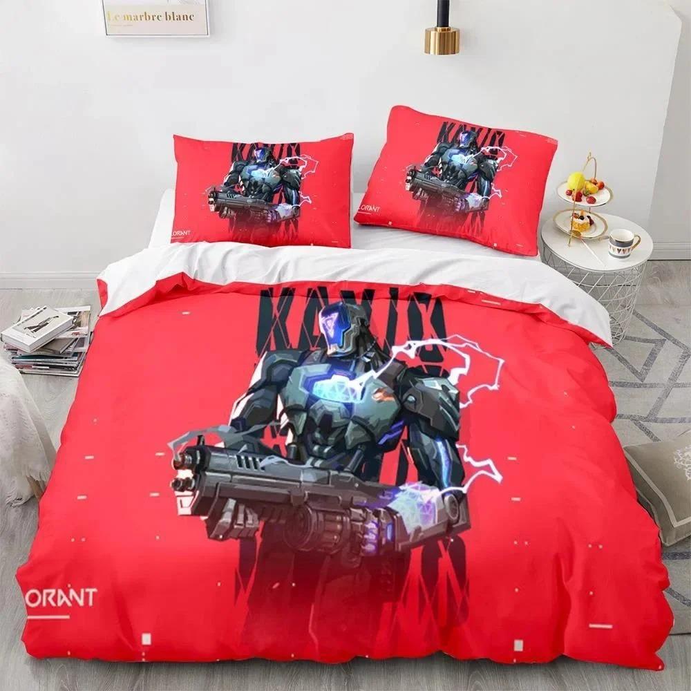 Game Valorant Neon Bedding Set Boys Girls Twin Queen Size Duvet Cover Pillowcase Bed Kids Adult Fashion Home Textileextile