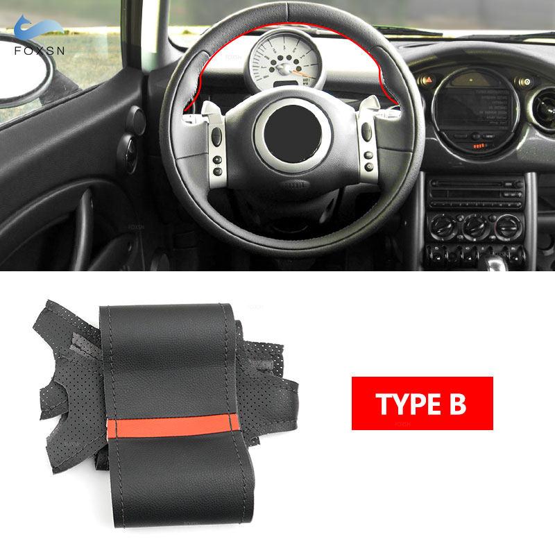 Car Accessories Steering Wheel Cover Leather Trim For Mini Coupe 2001 2002 2003 2004 2005 2006 Convertible 2004-2008 R50 R53 R60