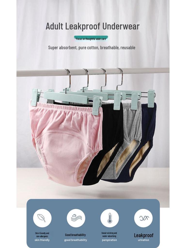 Unisex Pure Cotton Incontinence & Leak-Proof Underwear for Elderly and Menstrual Use