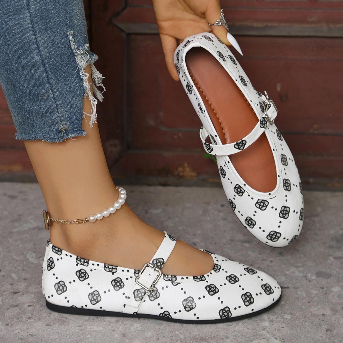 

Женские балетки Новая летняя мода Мягкая подошва Обувь на плоской подошве Ретро Обувь с круглым носком для женщин Принт Элегантные Повседневные Ежедневные Кроссовки Женские 43 белый
