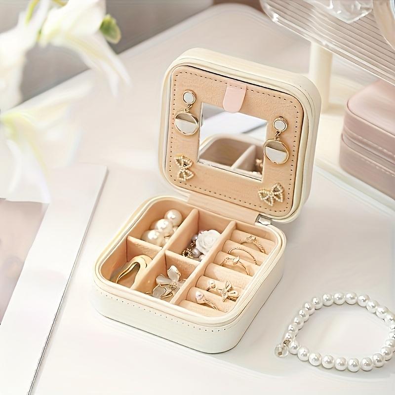 Artificial Leather Jewelry Storage Box - with Zipper Closure, for Neatly Organizing Scattered Earrings and Bracelets on The Dormitory Desk