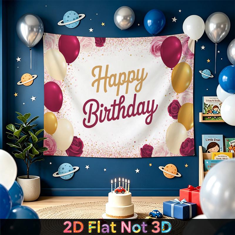 Party Backdrop Happy Birthday Birthday Wedding Floral Balloon Photo Booth Background Front Door Decor