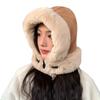 New Hat Hat Women's Cow Horn Button Deer Leather Velvet Lei Feng Hat Winter Cold Protection Warm Ear Protection Hat Thick