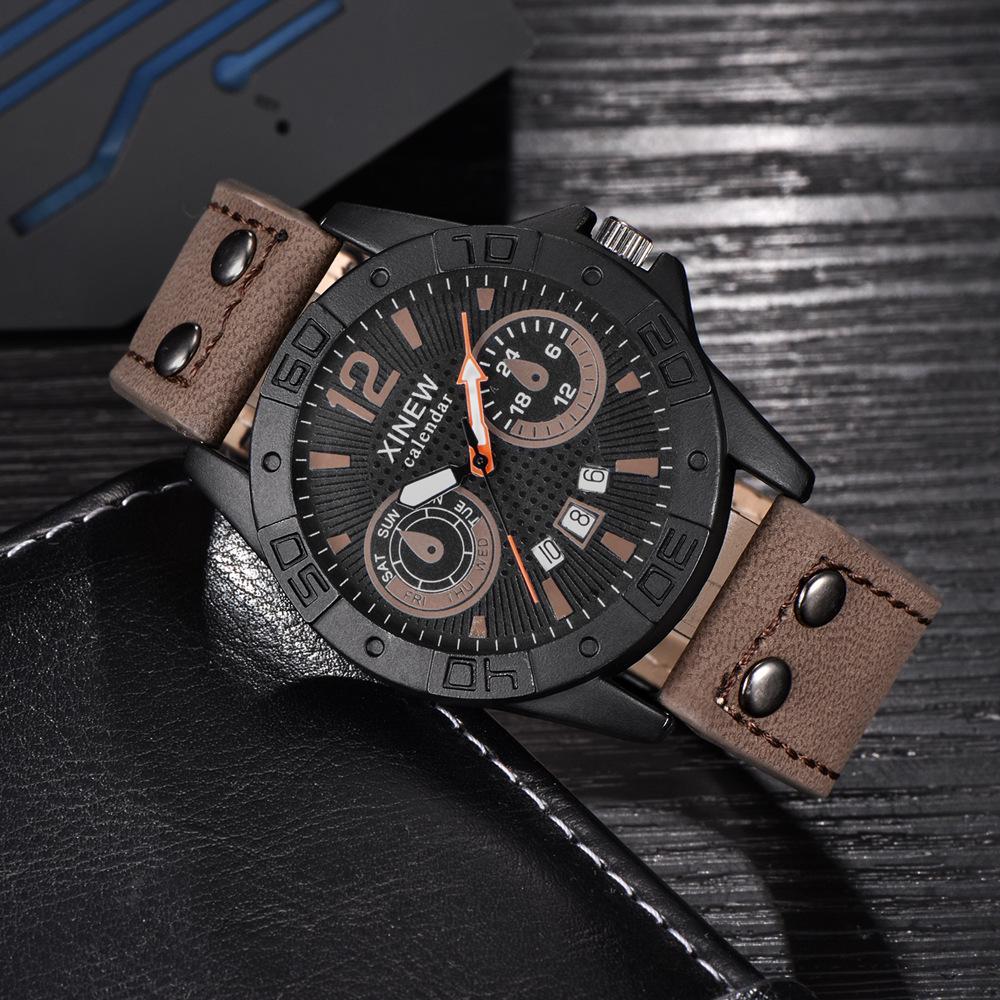UTHAI CE87 Fashion Man watch Leather Strap Watch Date Sports Quartz Watch Trendy Clock Gift watches for man