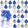 Christmas Balls Ornaments 30Pc Blue Silver Christmas Tree Decorations Santa Tree 30Mm Hanging Ball For Xmas  New Year Party