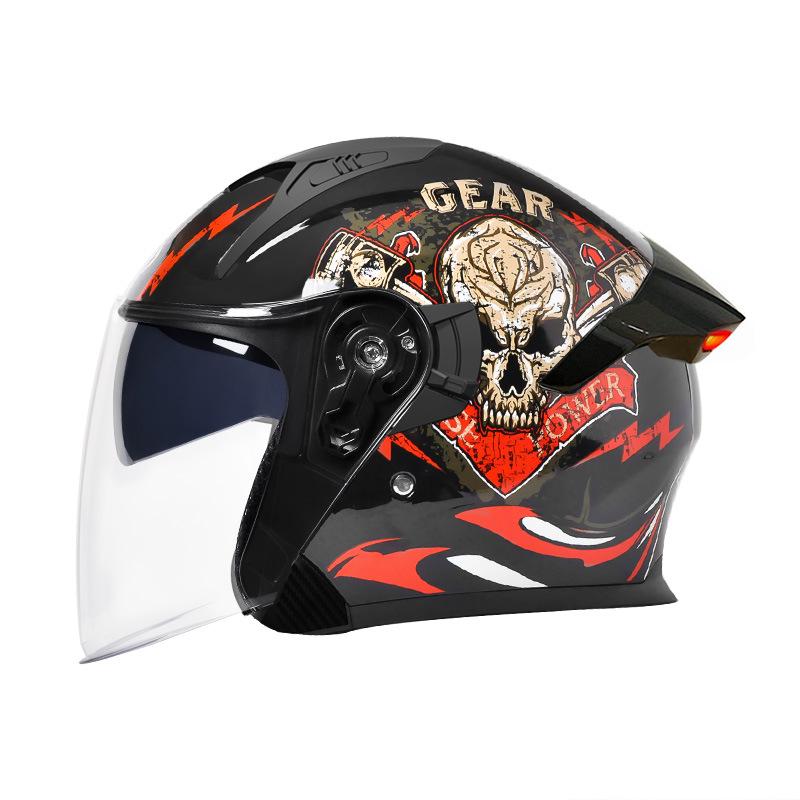 Unisex Smart LED Motorcycle Helmet with Long Battery Life, Suitable for All Seasons - Three-Quarter Design