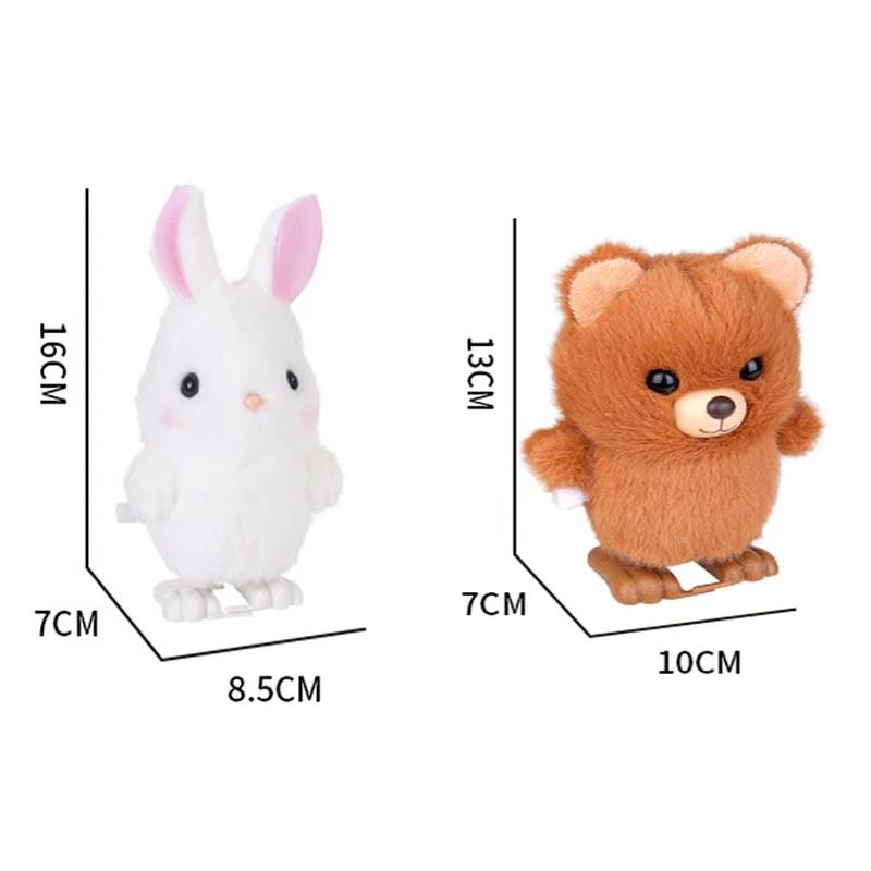 Non-Toxic Animals Toy Kids Children Stuffed Animals Rabbit 1Pcs Cute Wind Up Jumping Bear Plush Clockwork Walking Toys Children Fun Gifts