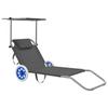 Day and Night - Day and Night Folding Lounger with Awning and Gray Steel Wheels