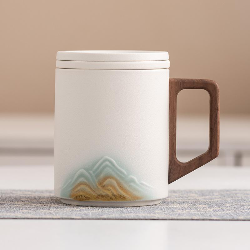 Ceramic Tea Separation Tea Cup High-end Personal Office with Filter Tea Leak Light Luxury Water Cup Gift