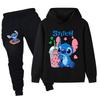Moda Otoño Invierno Lindo Estampado Holgado Cálido Cómodo Conjunto Infantil Dibujos Animados Moda Casual Conjunto de Dos Piezas