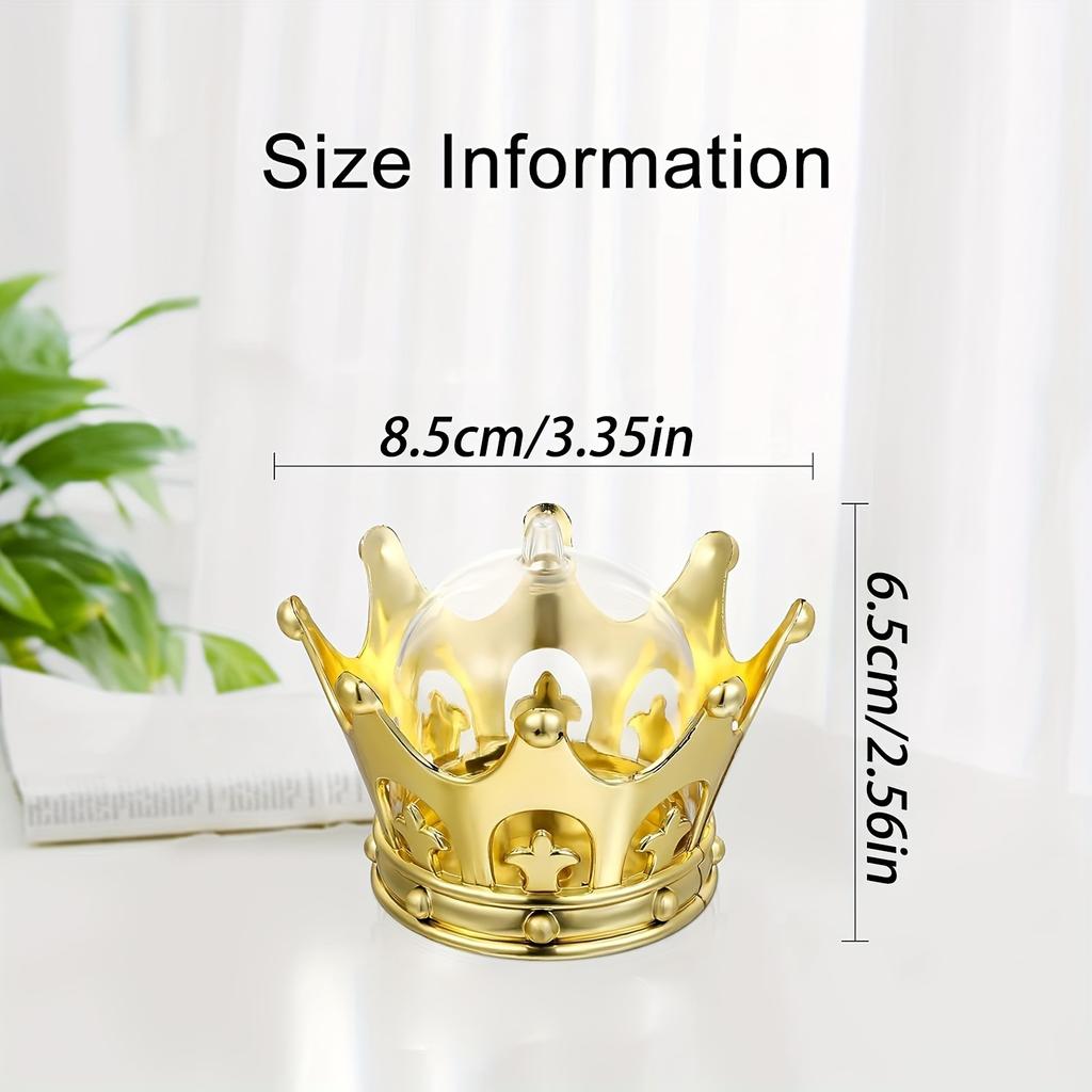 4 Pcs Gold Crown Toppers with Dome Party Bell Candy Storage Boxes Fillable for Cosmetics Pills Party Decorations