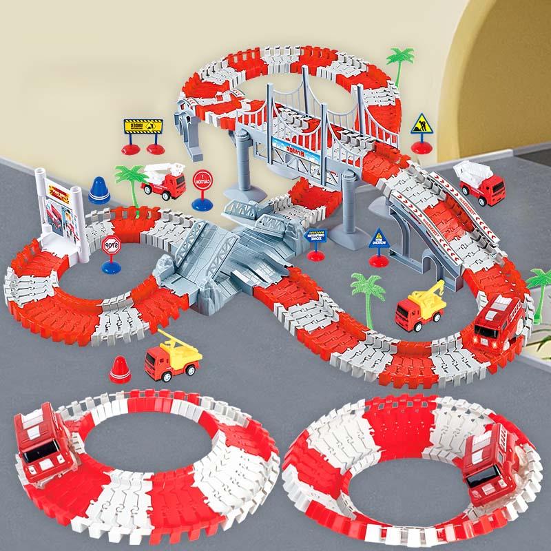 

YLF718 144Pcs Engineering Race Track Toy Construction Track DIY Building Rail Road Toy for Kids Ages 3 and Up Type A