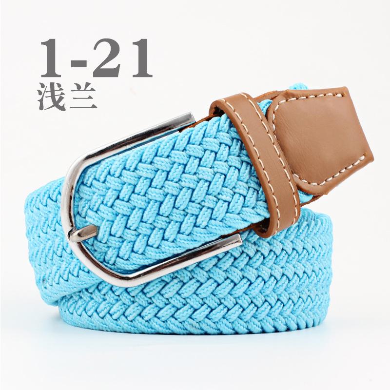 Women Casual Knitted Pin Buckle Without Holes Men Belt Woven Canvas Elastic Expandable Braided Stretch Belts for Female Jeans