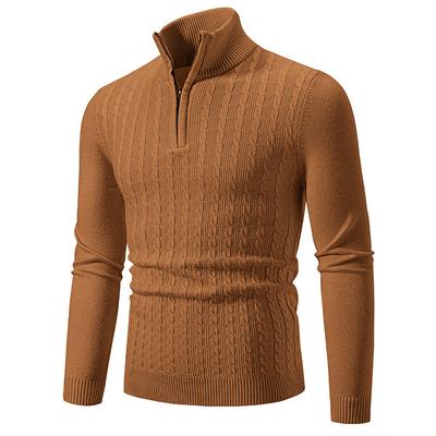 Suéter Pulôver de Gola Semi-alta com Zíper Masculino de Outono e Inverno Suéter Tricotado Tamanho Grande Moda Casual Camisa de Base