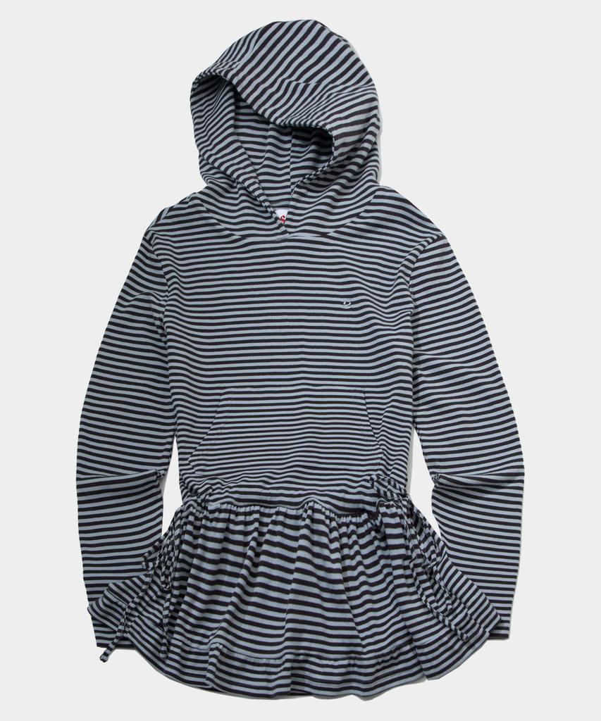 SOME PLACE Ruffle Layered Striped Frill Long Sleeveless Hoodie _2 Colors