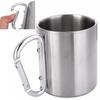 Becher 330ml Edelstahl Reise Wasser Tee Kaffee Becher Selbstverriegelnder Karabinergriff Tasse Für Camping Wandern Klettern Outdoor