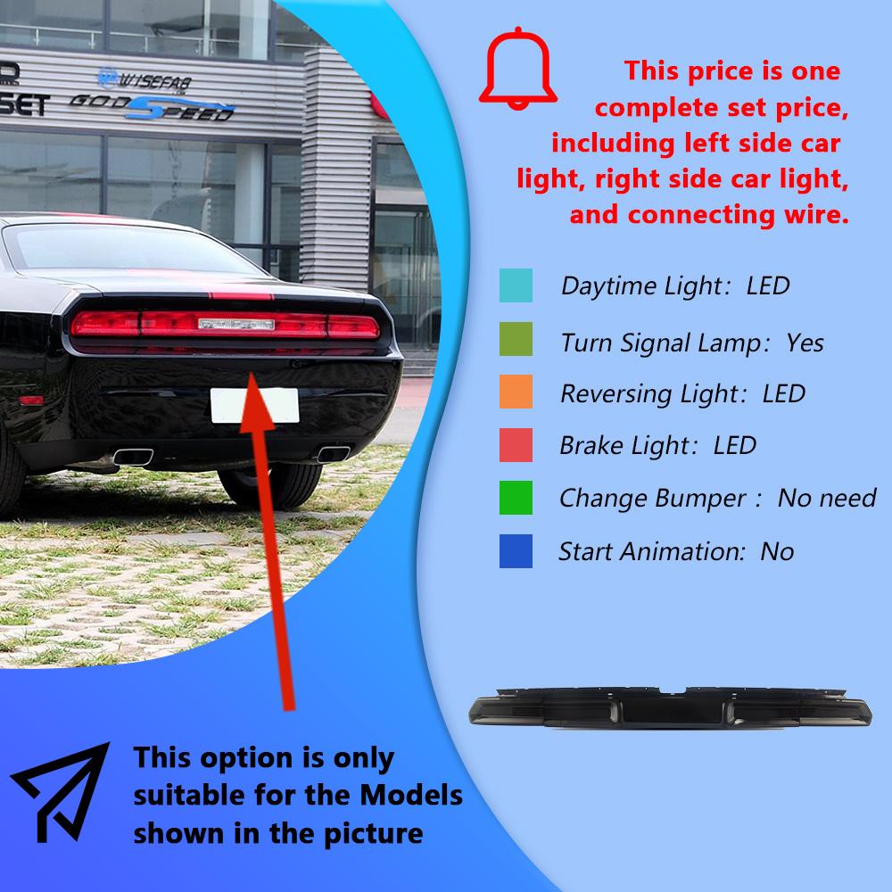 

Car Taillights Assembly For Dodge Challenger 2008-2014 LED Auto Rear Back Lamps Upgrade Highlight Flashing Taillight Accessories