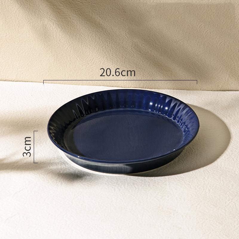 Retro Blaue Blumen Keramikteller Leichter Luxus Romantisches Restaurant Köstliche Pasta Steakteller Zuhause Frühstück Obst Salatteller