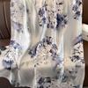 Blue & White Porcelain Silk Scarf: Women's Spring/Summer Li Brocade Cheongsam Shawl & Sun Protection Beach Towel