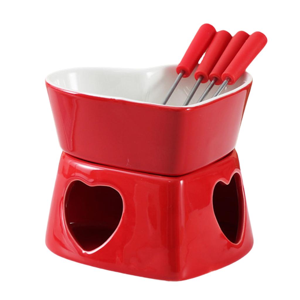Heart Shaped Mini Fondue Pot Set 320ML Chocolate Fondue Melting Cup for Parties Cozy Nights Gifts